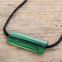 Load image into Gallery viewer, Green Recycled Glass Pendant Necklace from Costa Rica - Crystalline Green | NOVICA