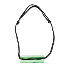 Load image into Gallery viewer, Green Recycled Glass Pendant Necklace from Costa Rica - Crystalline Green | NOVICA