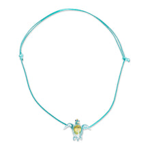 Load image into Gallery viewer, Art Glass Sea Turtle Pendant Necklace from Costa Rica - In the Ocean | NOVICA