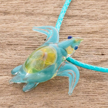 Load image into Gallery viewer, Art Glass Sea Turtle Pendant Necklace from Costa Rica - In the Ocean | NOVICA