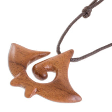 Load image into Gallery viewer, Swirl Pattern Jobillo Wood Pendant Necklace from Costa Rica - Jobillo Swirl Figure | NOVICA