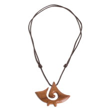 Load image into Gallery viewer, Swirl Pattern Jobillo Wood Pendant Necklace from Costa Rica - Jobillo Swirl Figure | NOVICA