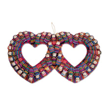 Load image into Gallery viewer, Heart-Shaped Cotton Worry Doll Wall Decor from Guatemala - Histories of Love | NOVICA
