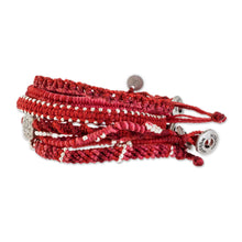Load image into Gallery viewer, Glass Beaded Macrame Bracelets in Red (Set of 7) - Boho Histories in Red | NOVICA