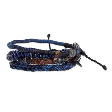 Load image into Gallery viewer, Lapis Lazuli and Leather Bracelets from Guatemala (Set of 4) - Boho Friends | NOVICA