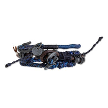 Load image into Gallery viewer, Lapis Lazuli and Leather Bracelets from Guatemala (Set of 4) - Boho Friends | NOVICA