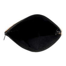 Load image into Gallery viewer, Faux Suede Trimmed Cotton Cosmetic Bag - Antigua Azul | NOVICA