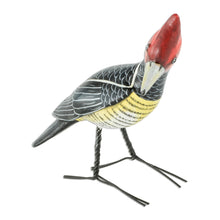 Load image into Gallery viewer, Handcrafted Posable Ceramic Helmeted Woodpecker Figurine - Helmeted Woodpecker | NOVICA