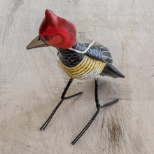 Load image into Gallery viewer, Handcrafted Posable Ceramic Helmeted Woodpecker Figurine - Helmeted Woodpecker | NOVICA