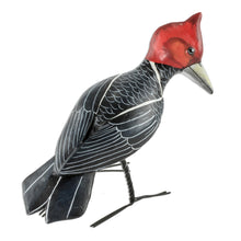 Load image into Gallery viewer, Handcrafted Posable Ceramic Helmeted Woodpecker Figurine - Helmeted Woodpecker | NOVICA