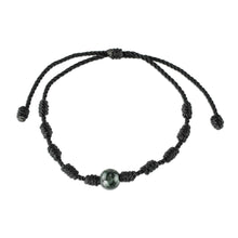 Load image into Gallery viewer, Unisex Black Cord and Green Jade Bracelet - Knotty | NOVICA