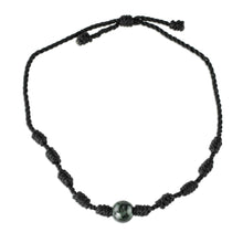 Load image into Gallery viewer, Unisex Black Cord and Green Jade Bracelet - Knotty | NOVICA