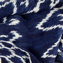 Load image into Gallery viewer, Navy and White Ikat Shawl from Guatemala - Navy Blue Silhouettes | NOVICA