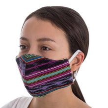 Load image into Gallery viewer, Hand Loomed Striped Cotton Face L/XL Masks (Pair) - Harmonious Stripes | NOVICA
