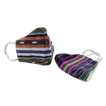 Load image into Gallery viewer, Hand Loomed Striped Cotton Face L/XL Masks (Pair) - Harmonious Stripes | NOVICA
