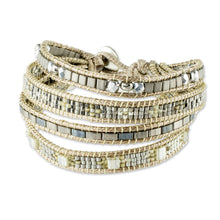 Load image into Gallery viewer, Silvery Beaded Wristband Bracelet from Guatemala - Silver Reflection | NOVICA