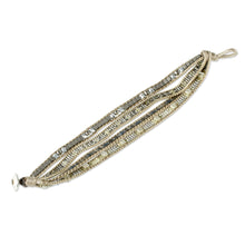 Load image into Gallery viewer, Silvery Beaded Wristband Bracelet from Guatemala - Silver Reflection | NOVICA