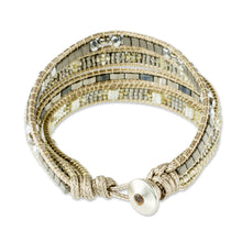 Load image into Gallery viewer, Silvery Beaded Wristband Bracelet from Guatemala - Silver Reflection | NOVICA