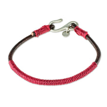 Load image into Gallery viewer, Leather and Red Cord Unisex Bracelet - Destination | NOVICA