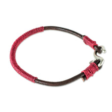 Load image into Gallery viewer, Leather and Red Cord Unisex Bracelet - Destination | NOVICA