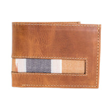Load image into Gallery viewer, Bifold Wallet in Brown Leather and Cotton - Guatemalan Honey | NOVICA