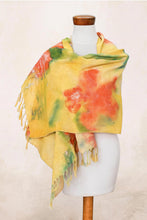 Load image into Gallery viewer, Hand Painted Cotton Shawl from Costa Rica - Poppy | NOVICA