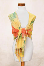 Load image into Gallery viewer, Hand Painted Cotton Shawl from Costa Rica - Poppy | NOVICA