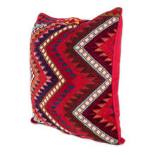 Load image into Gallery viewer, Handwoven Colorful Cotton Cushion Cover on Red - Red Maya Mountains | NOVICA