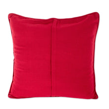 Load image into Gallery viewer, Handwoven Colorful Cotton Cushion Cover on Red - Red Maya Mountains | NOVICA