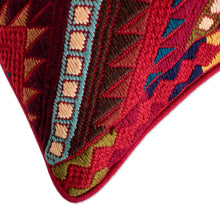 Load image into Gallery viewer, Handwoven Colorful Cotton Cushion Cover on Red - Red Maya Mountains | NOVICA