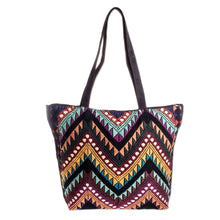 Load image into Gallery viewer, Handwoven Multicolor & Black Cotton Shoulder Bag Tote - Guatemalan Peaks | NOVICA