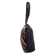 Load image into Gallery viewer, Handwoven Multicolor & Black Cotton Shoulder Bag Tote - Guatemalan Peaks | NOVICA