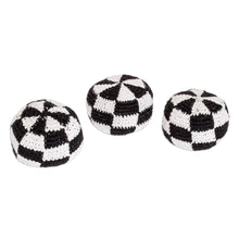 Load image into Gallery viewer, Black and White Check Hacky Sacks (Set of 3) - Checkers | NOVICA