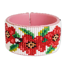 Load image into Gallery viewer, Handmade Floral Bead Cuff Bracelet - Flowers of Spring | NOVICA