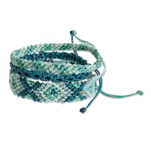 Load image into Gallery viewer, Aqua Macrame Wristband Bracelets (Set of 3) - Seafoam Surf | NOVICA