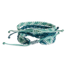 Load image into Gallery viewer, Aqua Macrame Wristband Bracelets (Set of 3) - Seafoam Surf | NOVICA