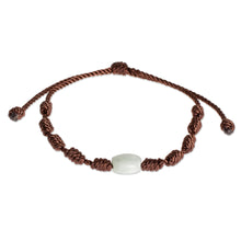 Load image into Gallery viewer, Brown Macrame Bracelet with Light Green Jade Stone - Little Green Apple | NOVICA