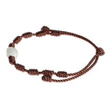 Load image into Gallery viewer, Brown Macrame Bracelet with Light Green Jade Stone - Little Green Apple | NOVICA