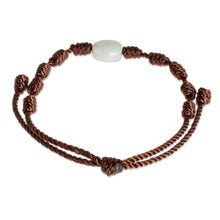 Load image into Gallery viewer, Brown Macrame Bracelet with Light Green Jade Stone - Little Green Apple | NOVICA