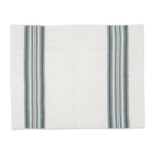 Load image into Gallery viewer, Two Handwoven Guatemalan White and Green Cotton Dish Towels - Forest Colors | NOVICA