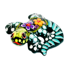 Load image into Gallery viewer, Costa Rican Hand Painted Tiny Floral Ceramic Gecko Figurine - Tiny Singing Gecko | NOVICA