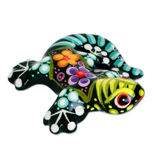 Load image into Gallery viewer, Costa Rican Hand Painted Tiny Floral Ceramic Gecko Figurine - Tiny Singing Gecko | NOVICA