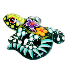 Load image into Gallery viewer, Costa Rican Hand Painted Tiny Floral Ceramic Gecko Figurine - Tiny Singing Gecko | NOVICA