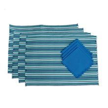 Load image into Gallery viewer, Handwoven Guatemalan Cotton Placemats & Napkins (set for 4) - Sandy Shore | NOVICA
