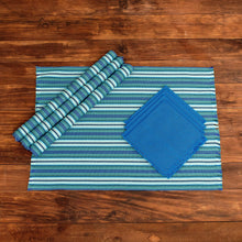 Load image into Gallery viewer, Handwoven Guatemalan Cotton Placemats & Napkins (set for 4) - Sandy Shore | NOVICA