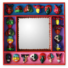 Load image into Gallery viewer, Retablo Folk Art Wall Mirror - Party of Masks | NOVICA