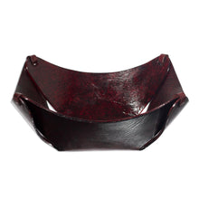 Load image into Gallery viewer, Squared Brown Hand Tooled Peruvian Leather Catchall - Lasso Window | NOVICA