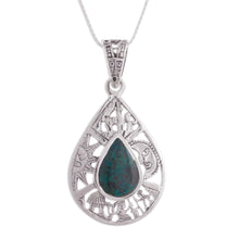 Load image into Gallery viewer, Chrysocolla Pendant Necklace - Sun and Moon | NOVICA