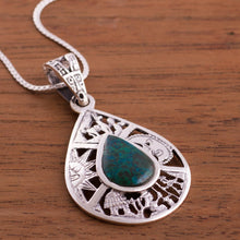 Load image into Gallery viewer, Chrysocolla Pendant Necklace - Sun and Moon | NOVICA