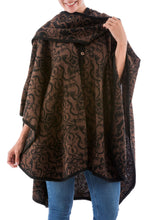 Load image into Gallery viewer, Hand Made Women's Alpaca Wool Blend Ruana Cloak - Piura Flora | NOVICA